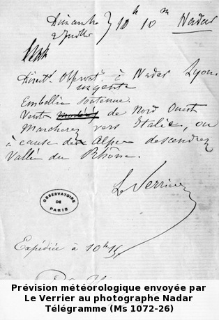 Billet pour Nadar